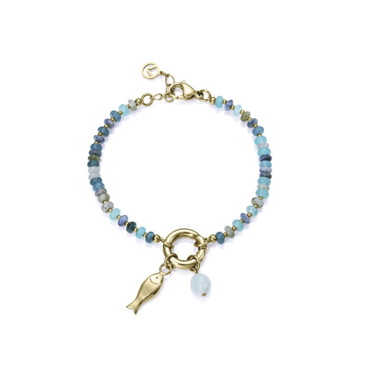 Viceroy dames armband in goud en blauw met vischarms, elegant ontwerp.