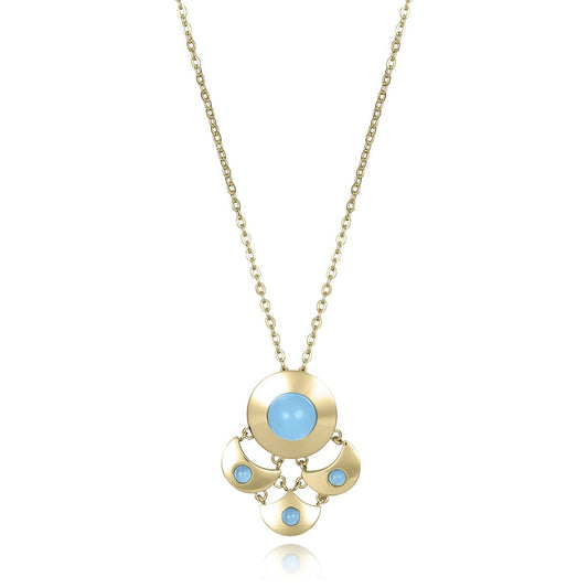 Viceroy gouden ketting voor dames met elegante schijfvormige hanger en blauwe accenten.