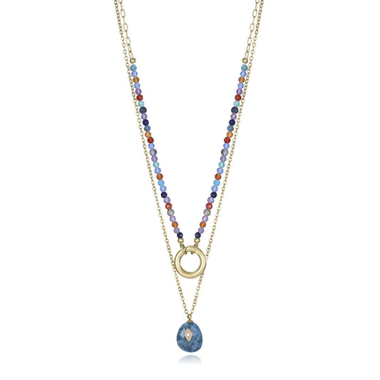 Viceroy gouden ketting voor dames met kleurrijke kralen en een elegante hanger.
