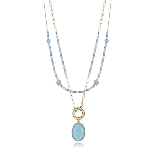 Viceroy ketting voor dames in sterling zilver met een luxe ontwerp en een blauwe edelsteen.