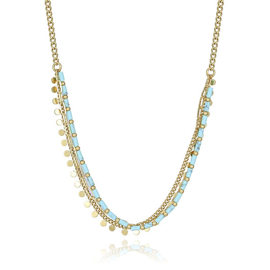 Viceroy dames ketting in goud met blauwe accenten, elegante dubbele laag.