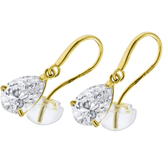 Gouden Lotus oorbellen met elegante druppelvormige kristallen.