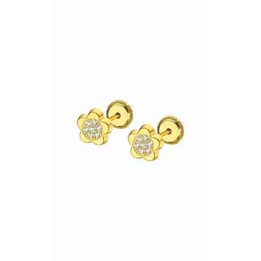 Gouden Lotus oorbellen in bloemvorm met sprankelende details voor dames.