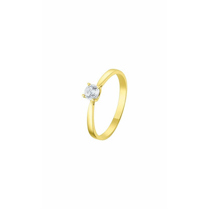 Lotus Ring Dames in 14 karaat goud met een elegante, eenvoudige vorm en een sprankelende steen.