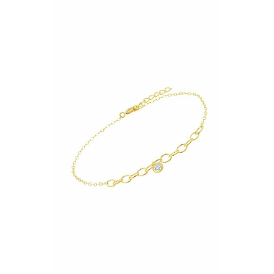 Gouden Lotus armband met elegante schakels en een sprankelende steen in het midden.