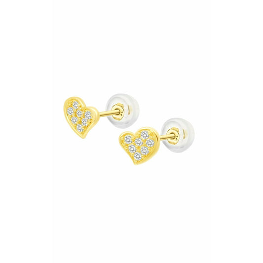 Gouden Lotus oorbellen met hartvorm en sprankelende details.