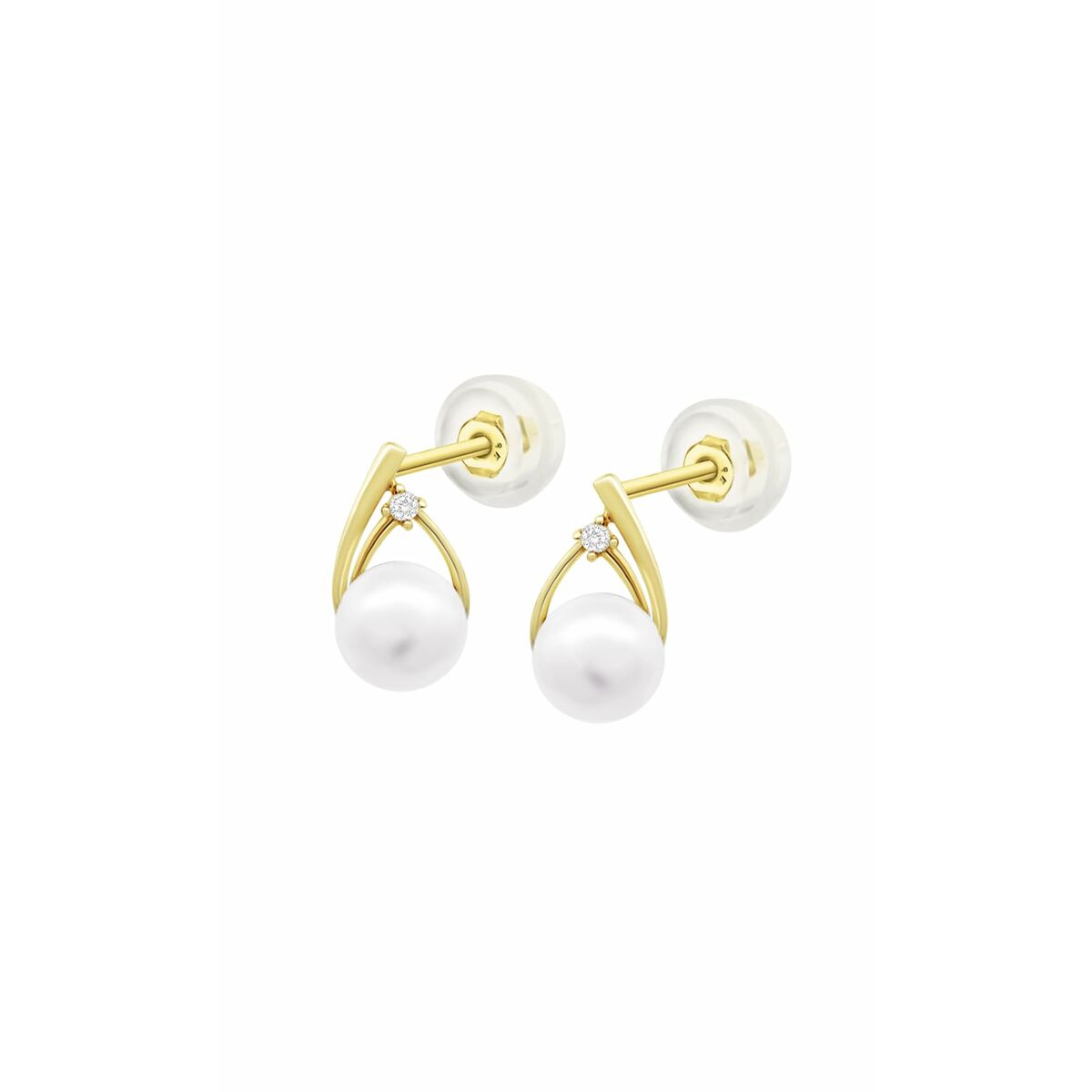 Elegante gouden oorbellen van Lotus met parelvormige hangers en sprankelende details.