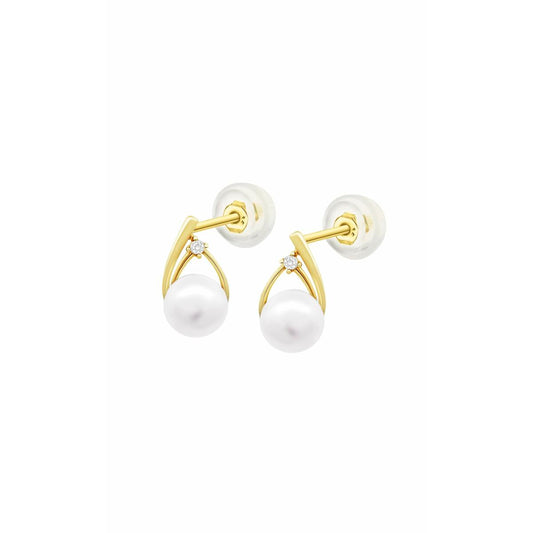 Elegante gouden oorbellen van Lotus met parelvormige hangers en sprankelende details.