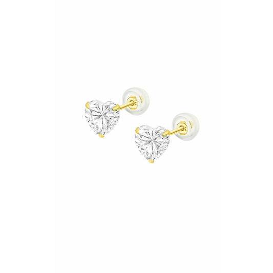 Lotus HIN00159/8 oorbellen met hartvormige, heldere stenen en gouden bevestiging.