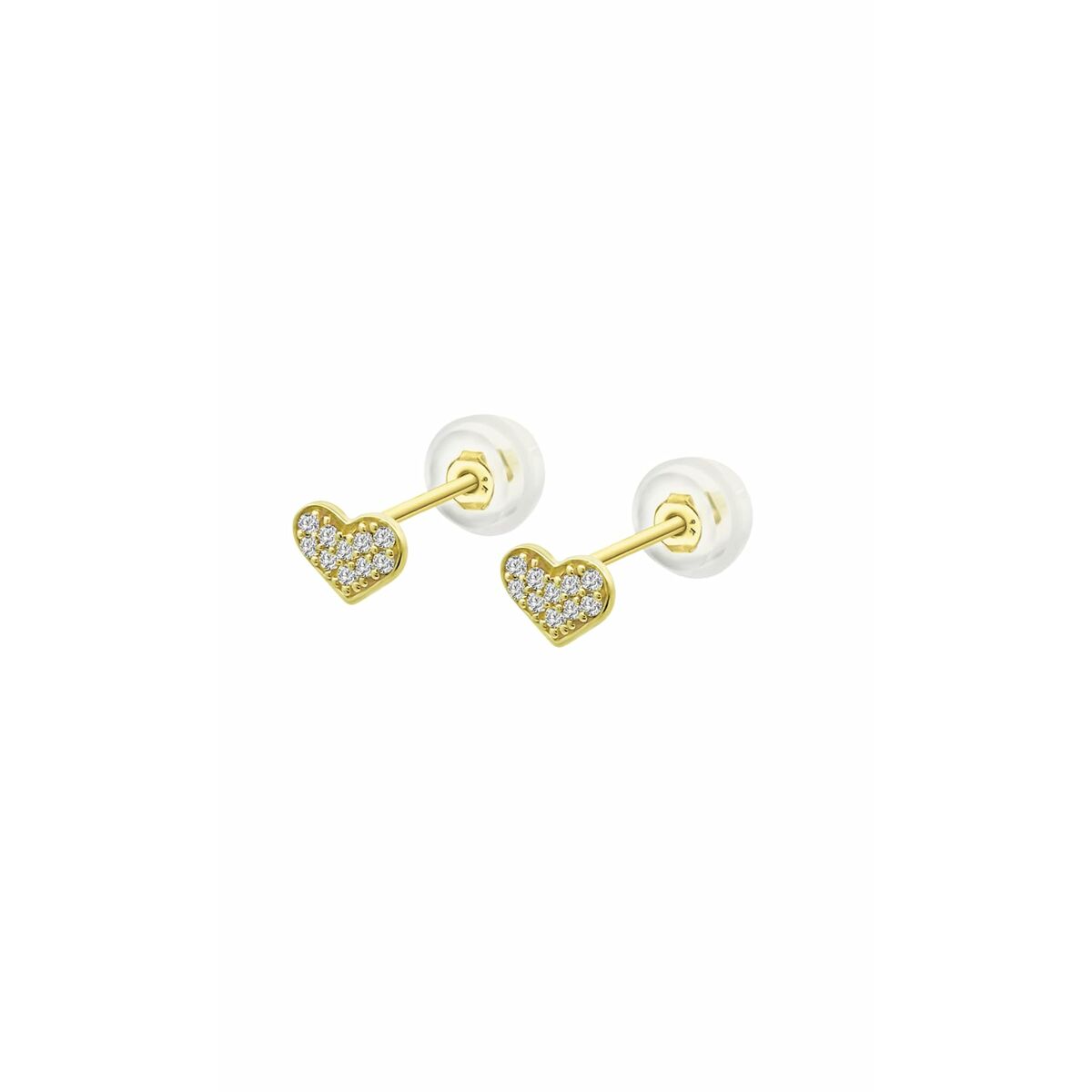 Gouden Lotus oorbellen in hartvorm met sprankelende details, stijlvol en elegant.