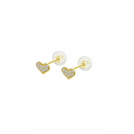 Gouden Lotus oorbellen in hartvorm met sprankelende details, stijlvol en elegant.