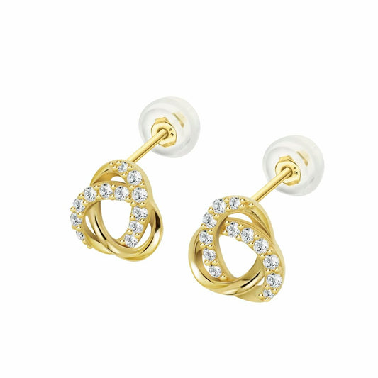 Gouden Lotus oorbellen met elegante ontwerp en sprankelende details.