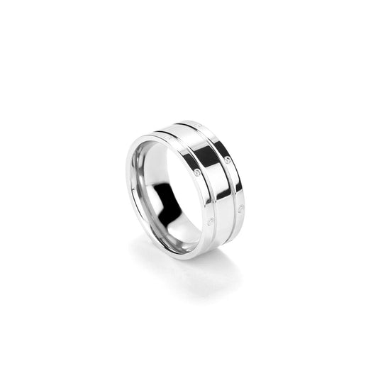 Zilverkleurige Radiant Ring voor dames, maat 20 met elegante afwerking en subtiele details.