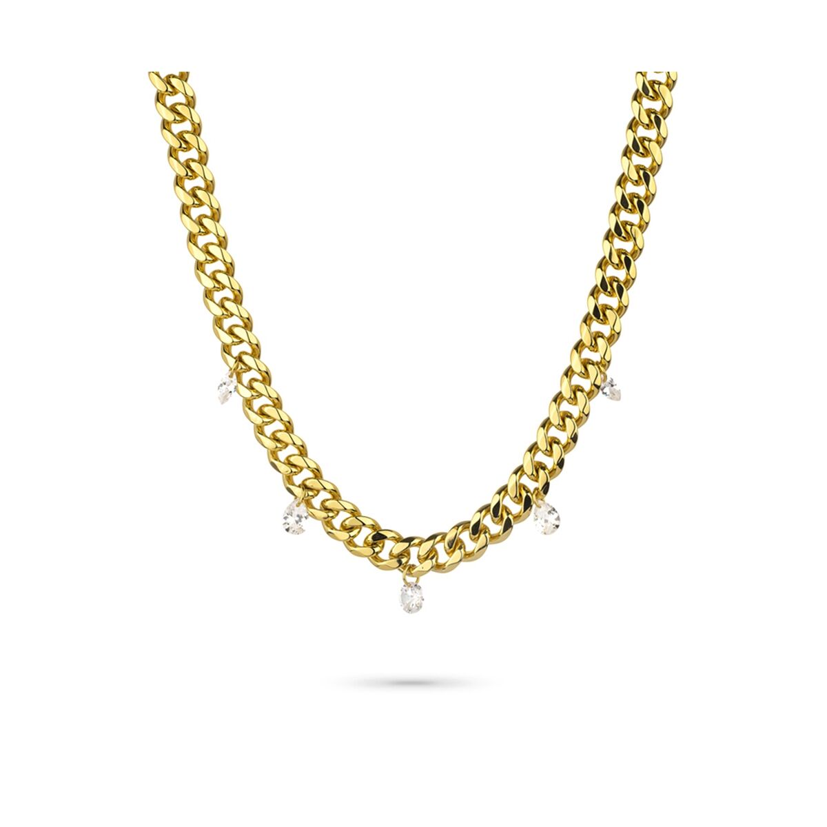 Gouden Radiant ketting met elegante schakels en sprankelende details.