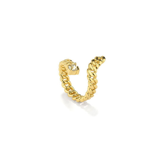Elegante gouden Radiant Ring met een uniek gevlochten ontwerp en sprankelende details.