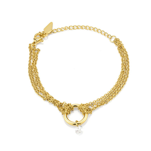 Gouden Radiant armband met elegant ontwerp en een sprankelende hanger.