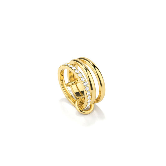 Gouden Radiant Ring met elegante strassdetails, tijdloos en stijlvol ontwerp.