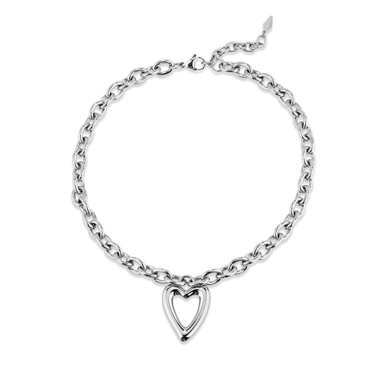 Zilverkleurige Radiant armband met hartvormige hanger, elegant en stijlvol ontwerp.