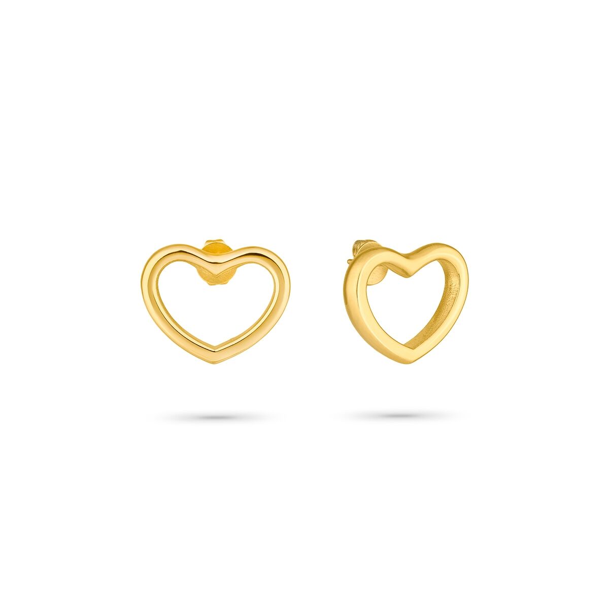 Gouden Radiant oorbellen in hartvormig ontwerp, elegant en stijlvol.