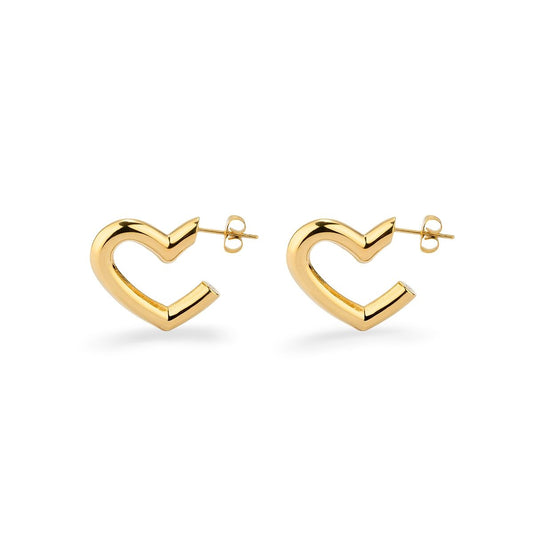 Gouden Radiant oorbellen met een elegant hartvormig ontwerp.