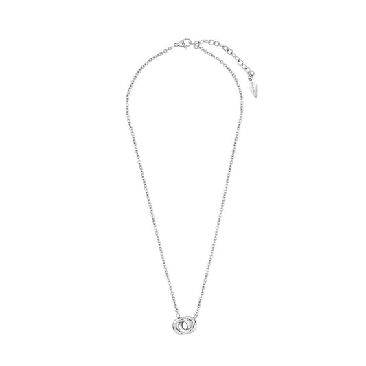 Zilverkleurige Radiant ketting met elegant ontwerp en een dubbele ring als hanger.