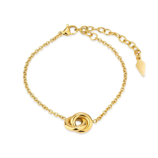 Gouden Radiant armband voor dames met een elegant, tijdloos ontwerp en knoopdetail.