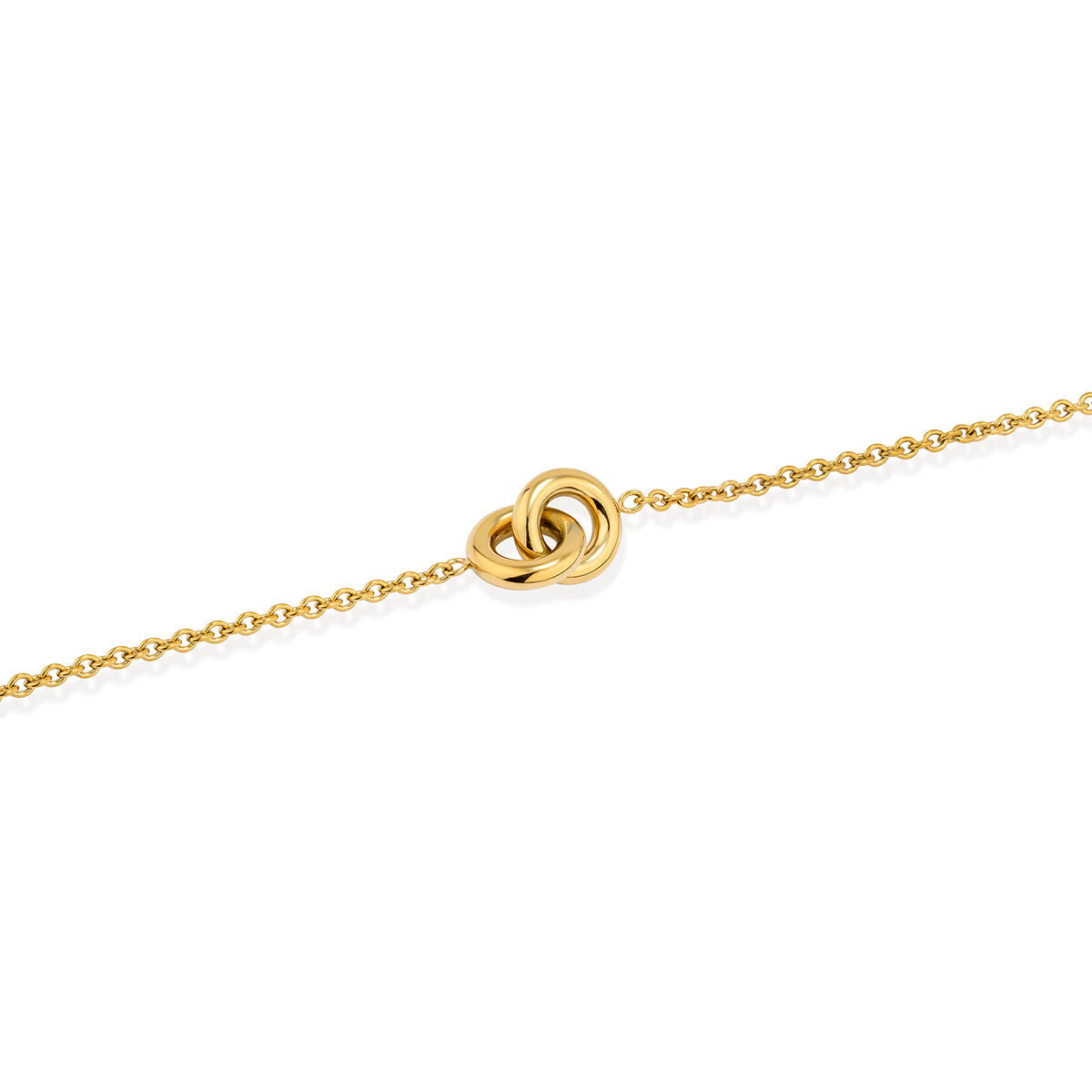 Detail van de gouden Radiant armband met een elegante knoopsluiting.