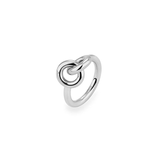 Zilverkleurige Radiant Ring voor dames met elegant ontwerp en dubbele cirkelvorm.