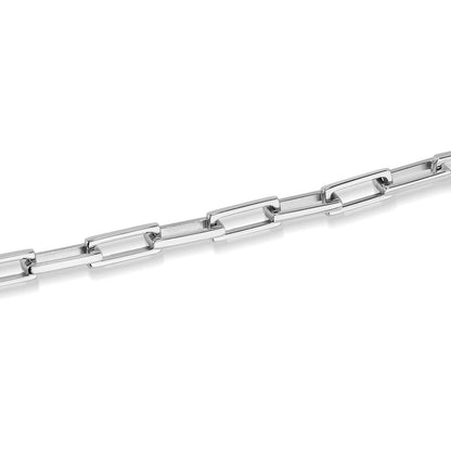 Detail van de zilverkleurige Radiant armband met elegante schakels in zijaanzicht.
