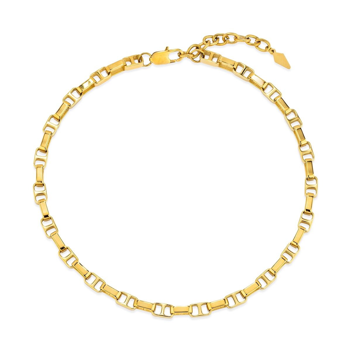 Elegante gouden Radiant armband met een verfijnd schakelontwerp.