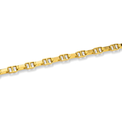Detail van de gouden Radiant armband met een elegant schakeldesign.