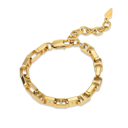 Gouden Radiant armband met een elegant schakeldesign en sluiting.