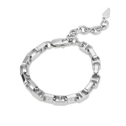 Zilverkleurige Radiant armband met elegant ontwerp en schakels.