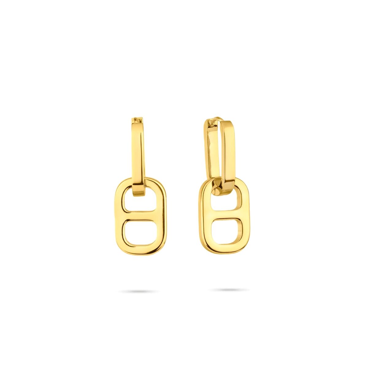 Gouden Radiant oorbellen met elegante afwerking en unieke, moderne vorm.