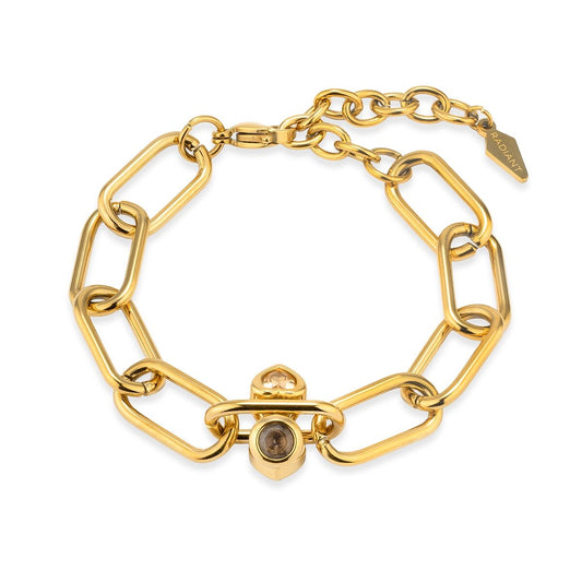 Gouden Radiant armband met elegant schakeldesign en luxe sluiting.