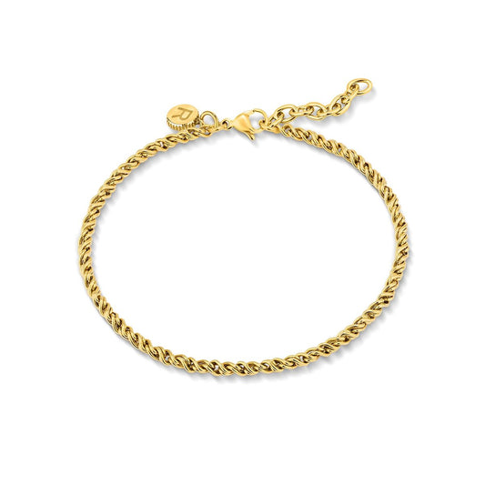 Gouden Radiant armband met elegant, tijdloos ontwerp en gedraaide schakelstijl.
