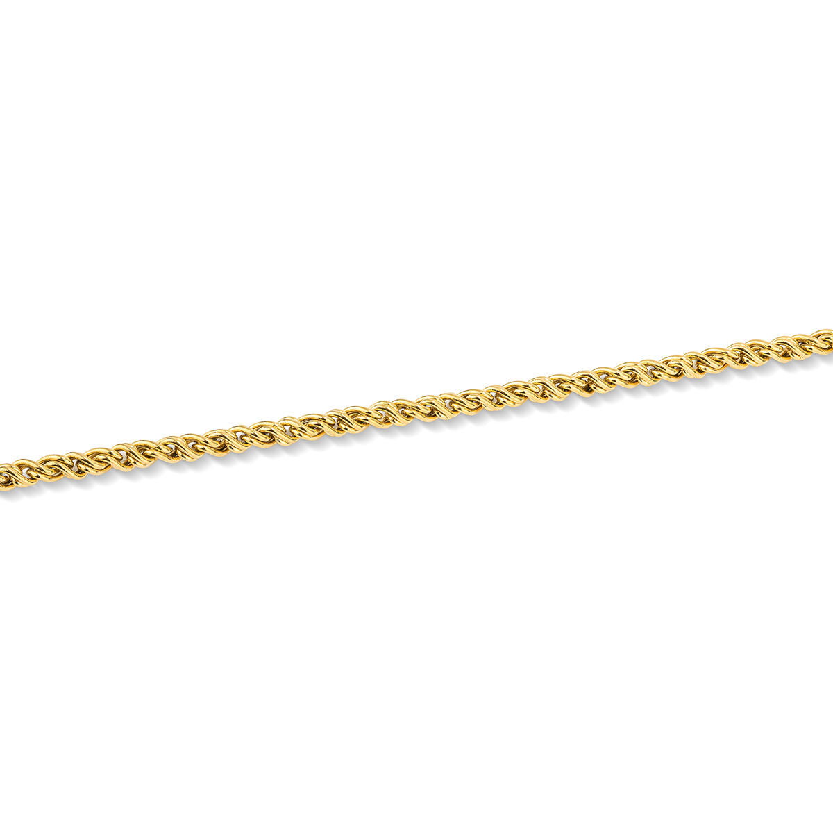 Detail van de gouden Radiant armband met een elegant, gedraaid ontwerp.