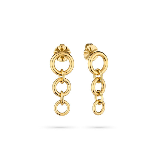Gouden Radiant oorbellen met elegante schakels, perfect voor elke gelegenheid.