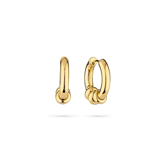 Gouden Radiant oorbellen met elegante knoopdetails, perfect voor elke gelegenheid.
