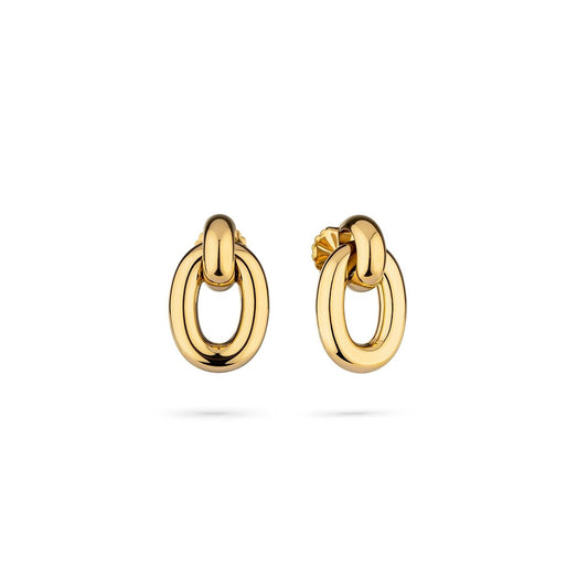 Gouden Radiant oorbellen met elegant ontwerp en opvallende ovalen vormen.