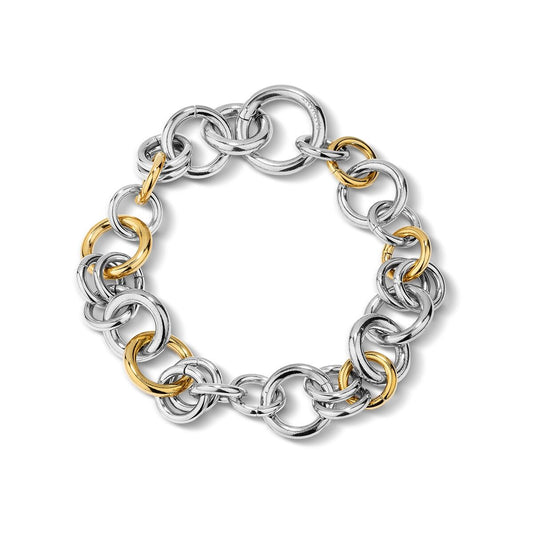Zilverkleurige Radiant armband met elegante schakels en gouden accenten.