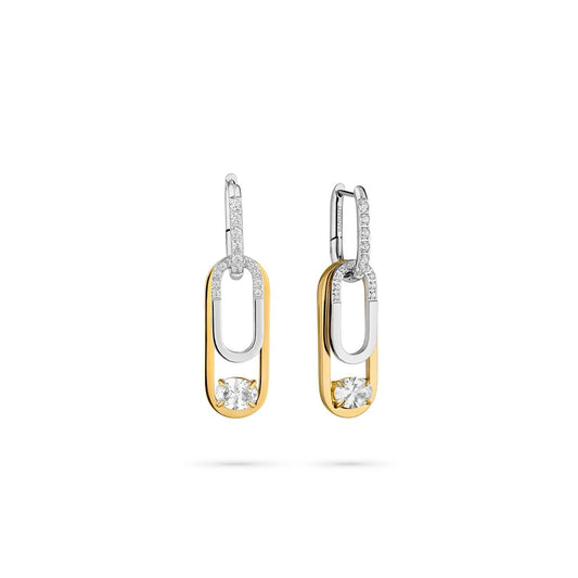 Gouden Radiant oorbellen met tijdloos design en sprankelende details.