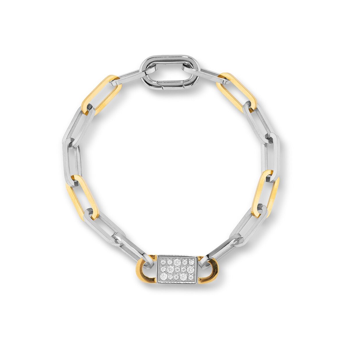 Zilverkleurige Radiant armband met stijlvolle schakels en een glinsterende detail.