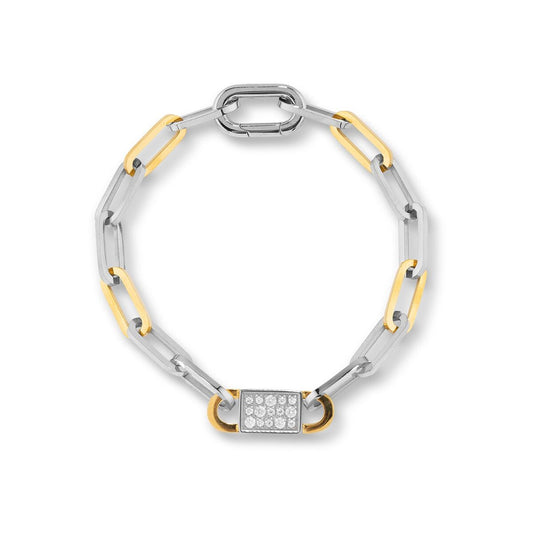 Zilverkleurige Radiant armband met stijlvolle schakels en een glinsterende detail.