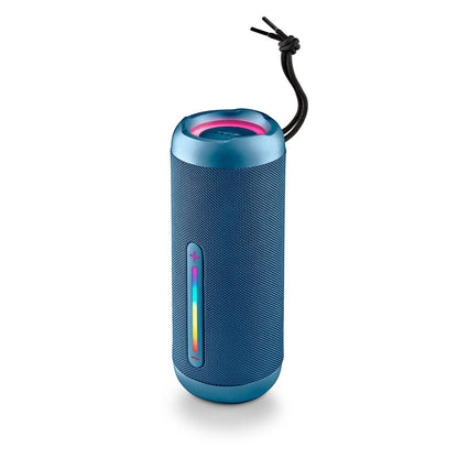 Detail van de NGS Roller Furia 2 Blue luidspreker met kleurrijke bedieningselementen.