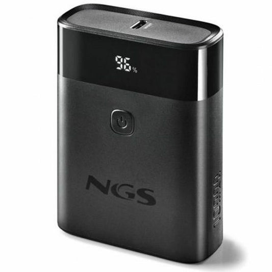NGS TWIX10 powerbank in zwart met digitale batterij-indicator en USB-poort.