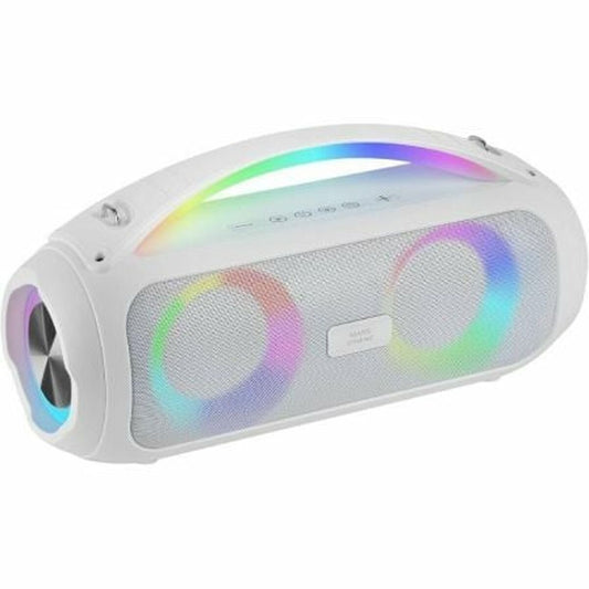 Mars Gaming MSPULSEW luidsprekers in wit met kleurrijke LED-verlichting en Bluetooth-connectiviteit.