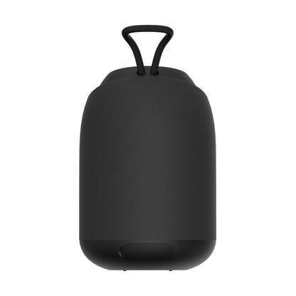 Detailweergave van de zwarte Hiditec Urban Rok M draadloze luidspreker, met handvat aan de bovenkant.