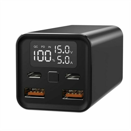 LEOTEC Power Bank 20000 mAh Zwart met twee USB-poorten en digitale weergave.