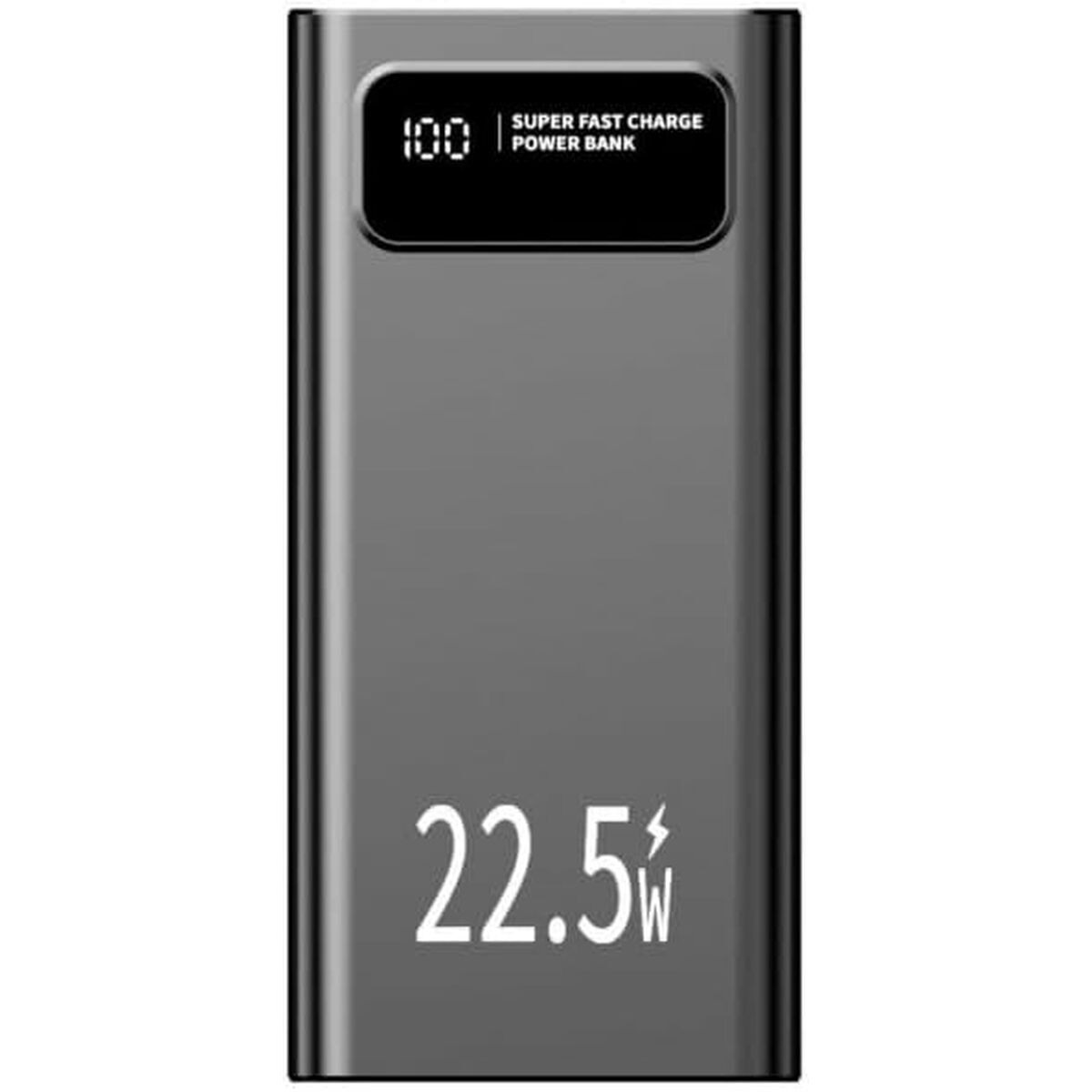 Detail van de LEOTEC Powerbank Zwart met LCD-scherm en laadvermogen van 22,5W.
